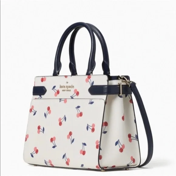 Kate Spade Staci Medium Satchel Dancing Cherries Crossbody - Picture 6 of 14
